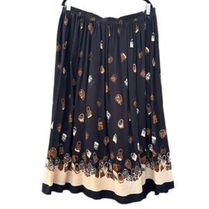 Vintage Stonebridge Plus Size 2X Midi Boho Skirt Elastic Waist Art To Wear Rayon